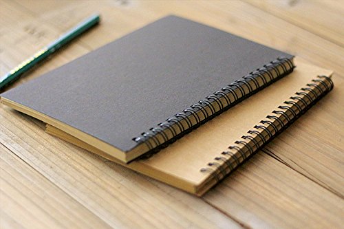 Soft Cover Spiral Journal Notebook (2-Pack), Alloyseed Wirebound Memo Notepads Blank Sketchbook Diary Notebook Planner Unlined Paper, 100 Pages, 50 Sheets (black+brown) - Thumbnail 2