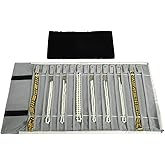 SCIKHEFT Portable Jewelry Roll Untangled Secure Necklace Travel Storage Bag Displays Holder 16 Chain (Black and Gray)