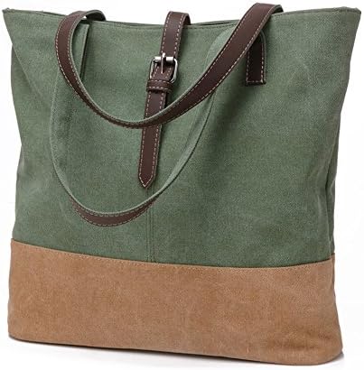 Genbagbar Canvas Bag Lightweight Ladies Shoulder Handbag Shopping Purse for Women (Green)
