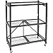 Origami 3 Shelf Foldable Storage Unit on 3" Caster Wheels, Unfolds in 5 Seconds, Holds up to 750 Pounds, Metal Organizer Wire Rack, 29" x 13" x 36", Heavy-Duty - Pewter primary