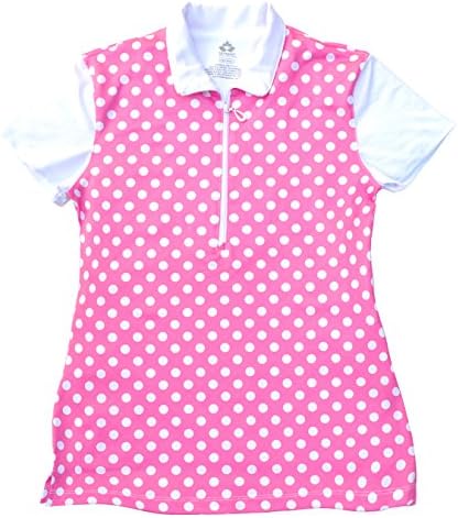 Birdseed Golfwear® Big Girl's Short Sleeve Golf Shirt Girl's Large Pink Polka