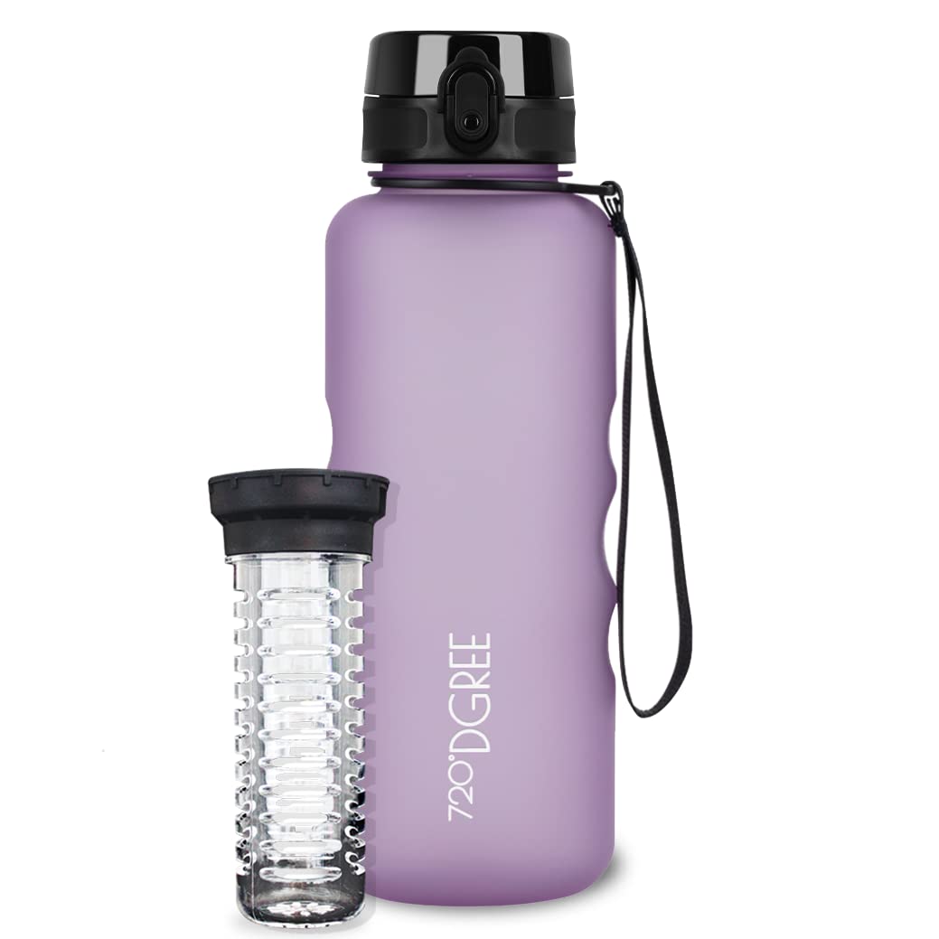 720°DGREE Water Bottle “uberBottle“ - 1.5 L softTouch +Fruit-Infuser - BPA-Free Tritan, Leakproof, Reusable Drinking Bottle - Sports Bottle for Gym, Running, Fitness, Hiking, Travel, School, Office
