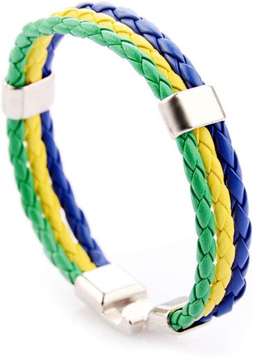 Haodou Bandera Copa del Mundo Creativo Pareja Pulsera de Cuero Trenzado