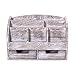 Rustic Wooden Desk Organizer for Home or Office - Mail Rack for Desktop, Tabletop, or Counter – Desk Supplies Organizer with 2 Drawers and 6 Compartments – Rustic White Workspace Organizer