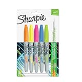 Sharpie 1860443 Neon Permanent Markers, Fine Point, Assorted Colors, 5 Count