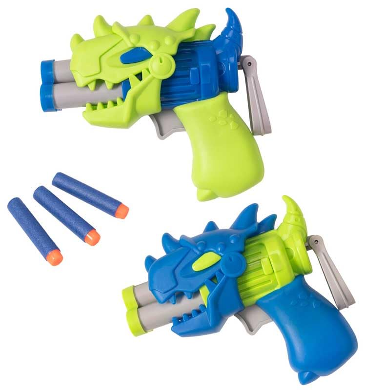 HTI Toys Beast Blitz Dino Blast Dart Foam Blaster | 3-Dart Rotating Drum | 3 Darts | Dinosaur Style | 1 of 4 to Collect | Assorted