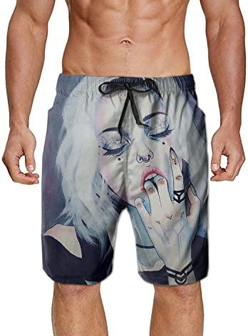 PopBYAM Men's Cool Goth Gotik Gothic Quick Dry Swim Trunks Bathing Suit Beach Shorts