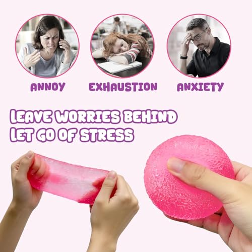 1PCS Stress Balls,Squishy Fidget Toys for Kids and Adults, Super Solid Sugar Balls for Classroom Prize Favors Easter Basket Stuffers & Easter Gifts (Pink)