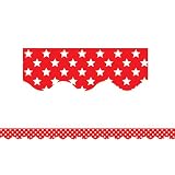 Teacher Created Resources Red with White Stars Scalloped Border Trim (5809)