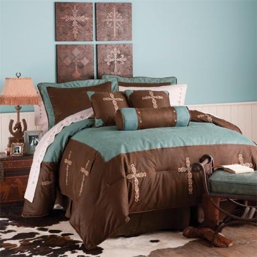 Amazon Com H H Design Western Decor Turquoise Cross Bedding Set