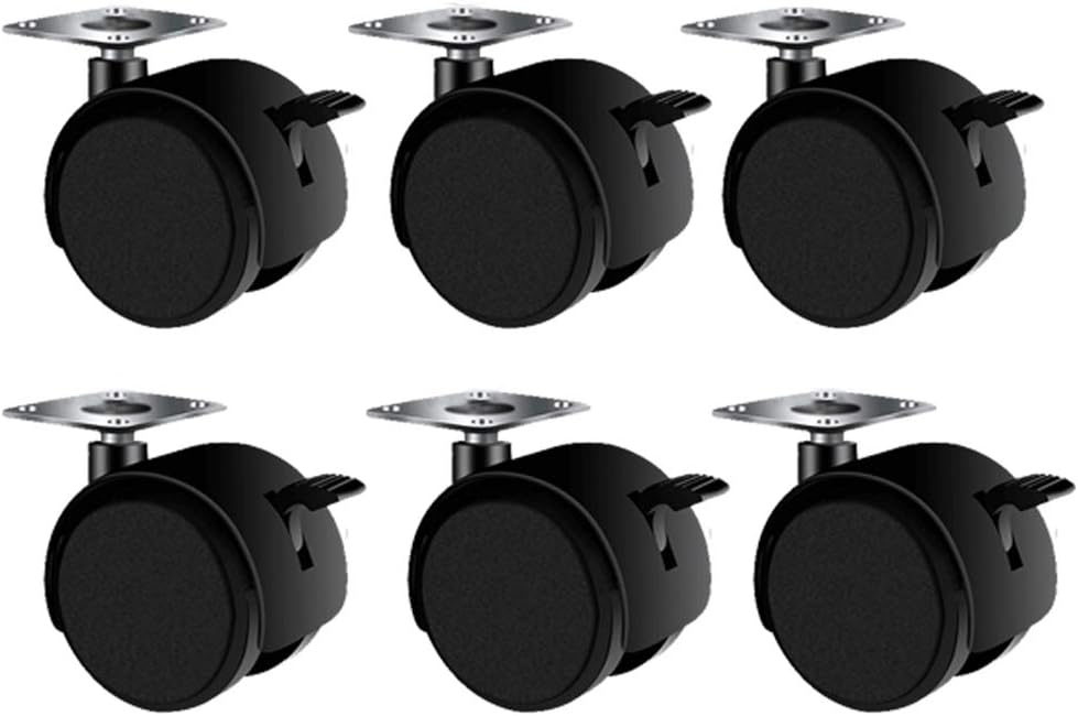 Twin Wheel Furniture Castors, Tiberham 40mm 360° Swivel Nylon Wheel Casters with Brake