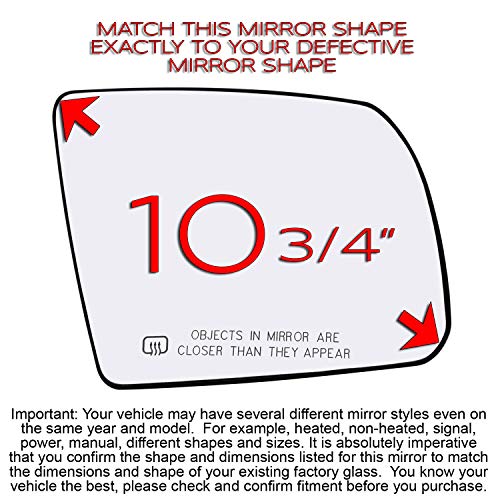 New Replacement Passenger Side Mirror Heated Glass W Backing Compatible With 2008-2017 Toyota Sequoia 2007-2019 Tundra Sold By Rugged TUFF