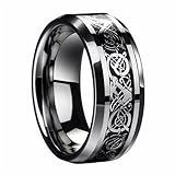 Dragon Scale Dragon Pattern Beveled Edges Celtic Rings Jewelry Wedding Band For Men Silver 8 9 10 11 12 13