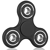 Fidget Spinner - Hands Fast Bearings Relieves Stress And Anxiety for Children & Adults Attention Toy - Stress Reducer EDC Tri Finger Spinner (Black & Silver)