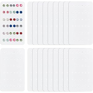 OLYCRAFT 18Pcs Acrylic Earring Display Cards 24 Holes White Earring Organizer Portable Earrings Holder Jewelry Organizer Hold
