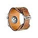 Valkit Bands Compatible with Apple Watch Band 38mm 40mm 42mm 44mm, Genuine Leather Strap Replacement Wristband with Metal Adapter Clasp for Men Women iWatch Series SE 6 5 4 3 2 1, Cuff - Brown