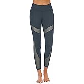 CSTOWN Women's High Waist Yoga Pants with Side Pockets Stretchy Mesh Insert Workout Leggings Tummy Control Yoga Tights