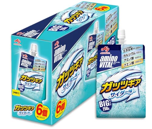 アミノバイタル 味の素 ゼリードリンク ガッツギア サイダー味 250g×6個 アミノ酸 1500mg クエン酸 1300mg エネルギー 200kcal カルシウム 栄養補給 キッズ