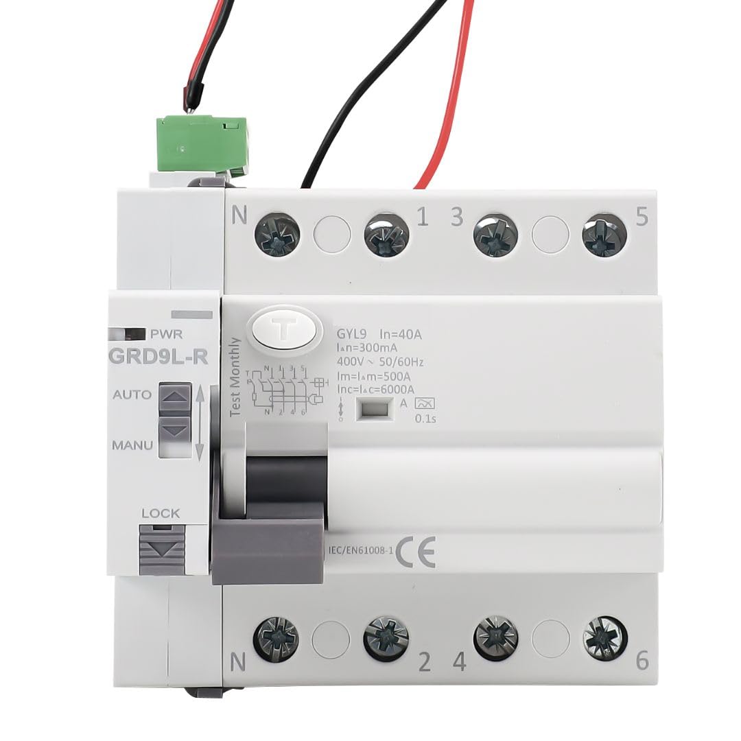 3-Phase Superimmunized Auto Rearmable Differential Switch 4P (3P+N) 40A 300mA 6Ka. Automatic Rearme Class A Super Immunized. INCLUDES CONNECTION WIRES. 4P 40A 300mA
