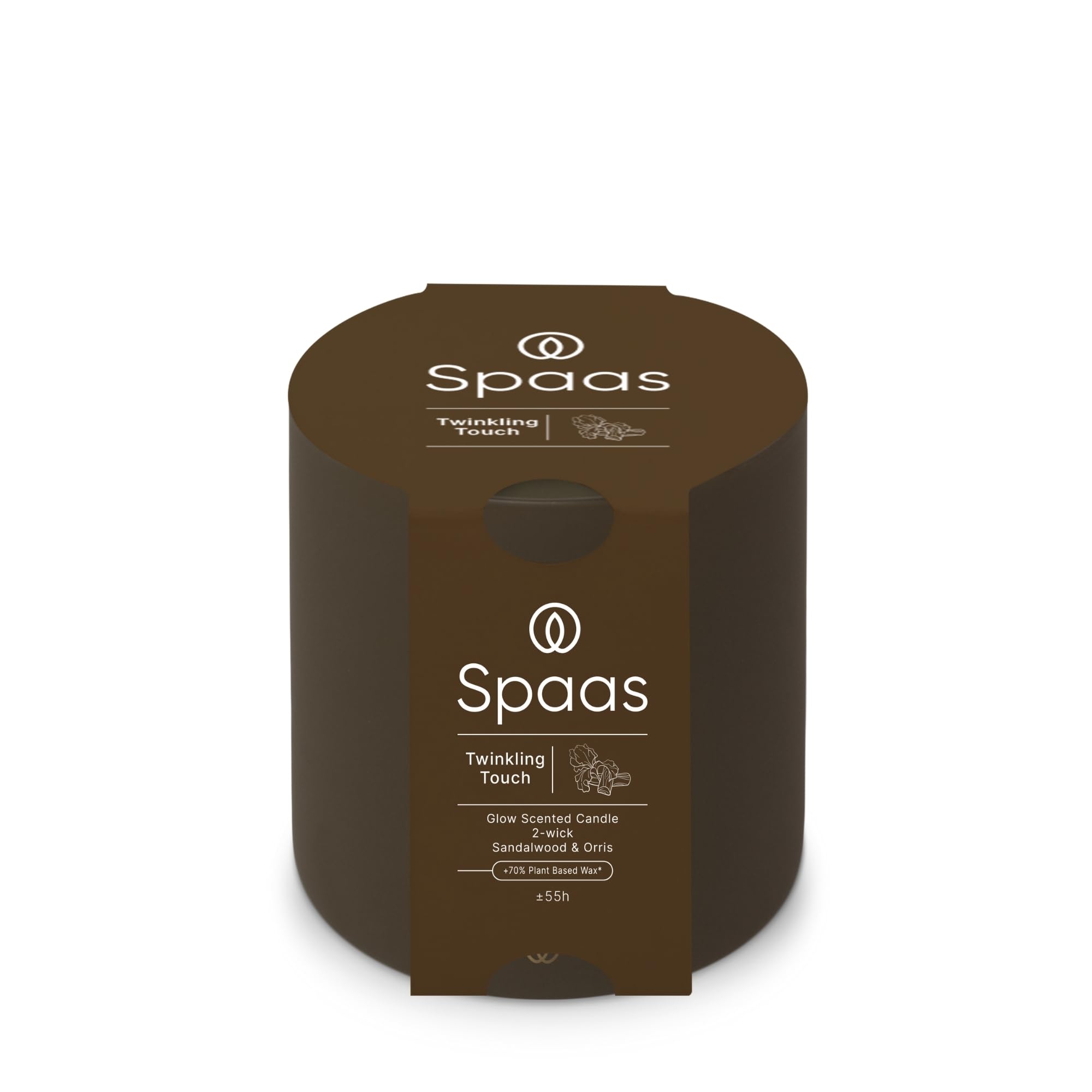 Spaas Glow Scented Candle 2-Wick 55h, Twinkling Touch, Khaki