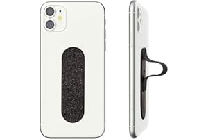 MOMO STICK Momostick Flatstick, Cell Phone Finger Grip Strap Holder for Hand, Cell Phone Stand, New Slim Finger Loop Selfie Grip Compatible with Most Smartphones - Glitter Black