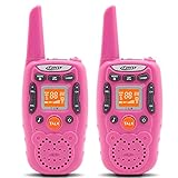ENGPOW Walkie Talkies Kids 22 Channels Two Way Radio 2 Mile Range Mini Walkie Talkies Flashlight LCD Screen Gifts Kids (Pink, 2PCS)