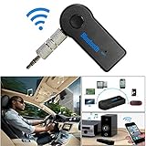 Bluetooth and FM Transmitter, Basde Wireless Bluetooth 3.5mm AUX Audio Stereo Music Home Car Receiver Adapter Mic (1 year warranty) (Black)