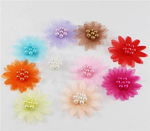 48pcs/lot 3.5cm Multi colors option Grossgrain Pearl Flower Girls Boutique Accessories (Random colors 48pcs)