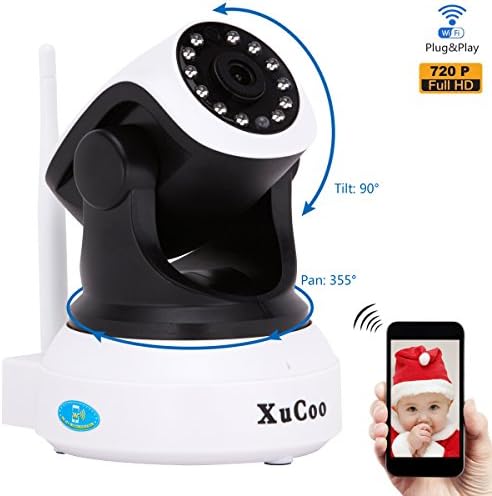 Baby Monitor Wireless WiFi IP Surveillance Camera HD 720 Pan Tilt (Day/Night Vision,2 Way Audio,SD Card Slot, Alarm)-XUCOO
