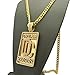 MENS DREAM CHASER ICED OUT HIP HOP CZ PENDANT FRANCO OR CUBAN CHAIN NECKLACE SET (Gold Cuban Chain Set)