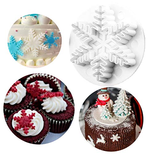 Joylive New 3 Pcs Snowflake Fondant Cake Decorating Plunger Sugarcraft Cutter Mold Tools Snow Flake Xmas Cookies