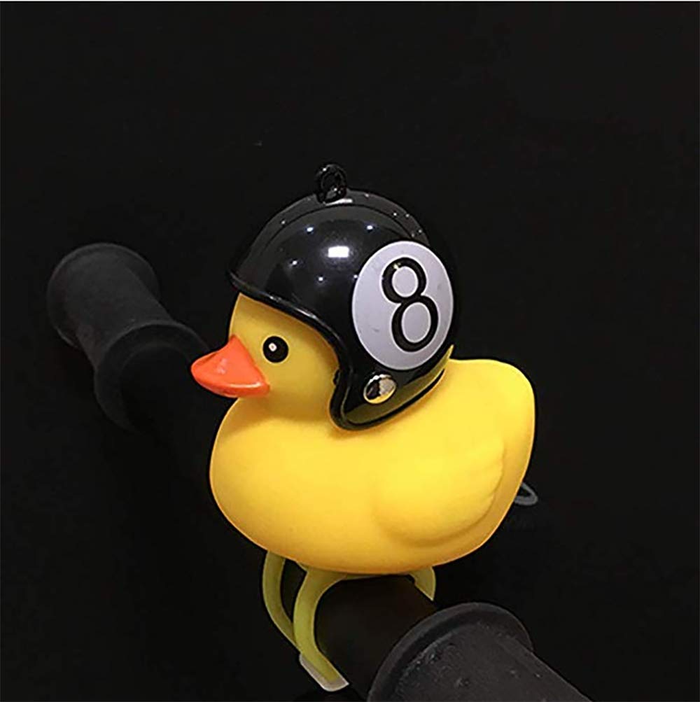 Wisfun Kids Bike Horn Duck, Cute Duck Bicycle Lights Bell Squeeze Horn for Toddler Children Adults Rubber Duck Helmet Toys Gift (N0.8)