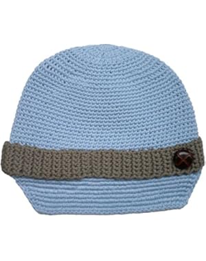 Boys Blue Button Newsboy Crocheted Hat