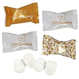 Gift Boutique 50th Anniversary Wedding Buttermints Candies Bags 100 Count Mint Candy 14 Ounce (396g) Bag Goodie Treat Sweets Buttercream Two Hearts Themed Party Favor Supplies Decorations For Adults