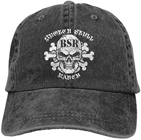 SAMANTHA NAYLOR Broken Skull Ranch Adjustable Mountaineering Cotton Washed Denim Cap Hat Black