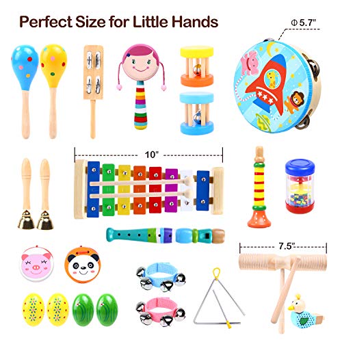 Toddler Music Instruments Set 30 Pcs, Ohuhu Wooden Percussion