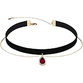 Fuqimanman2020 Black Teardrop Velvet Choker Necklace for Women Layered Gothic Choker Victorian Necklace Aesthetic Vampire Necklaces for Womens