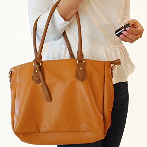 Got Oil Supplies Essential Oils Hobo Bag for Women - Brown Designer Handbag Purse with 16 Elastic Pockets