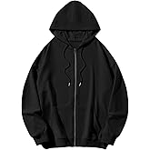 Bobeutou Womens Zip Up Y2K Hoodies Long Sleeve Fall Oversized Casual Drawstring Drop Shoulder Sweatshirts Jacket with Pocket