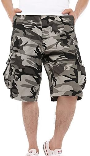 Just No Logo Men's Multi Pocket Casual Camouflage Cargo Shorts(Grey Camo,38)