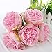 Silk Peony Bouquet 5 Heads Deep Pink SOLEDI Artificial Fake Flower Bunch Bouquet Bridal Bouquet Wedding Living Room Table Home Garden Decoration