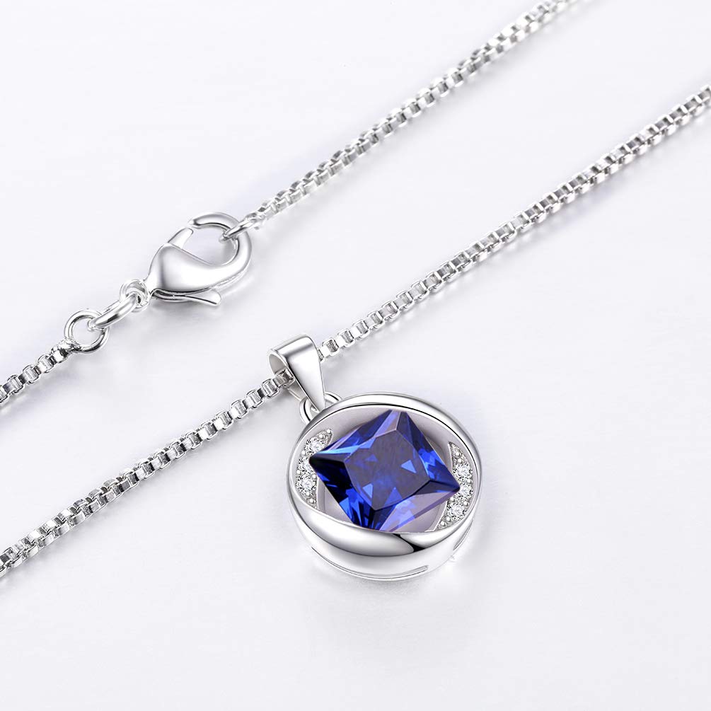 Aurora Tears Created-Sapphire Pendant September Birthstone Necklace for Women 17.7\