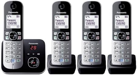 Panasonic KX-TG6824GB DECT-Schnurlostelefon (4,6 cm (1,8 Zoll) Grafik-Display) mit Anrufbeantworter schwarz