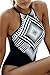 FARYSAYS Women Floral Printed High Neck One Piece Backless Maillot Swimsuit White and Black
