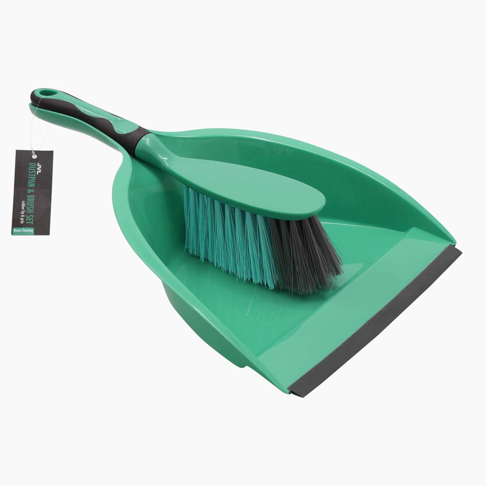 Rubber Grip Dustpan and Bristle Brush Set