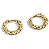 Minimalist Ball Bead Small Hoop Earrings for Women Girls S925 Sterling Silver Pierced Ear Simple Cartilage Tragus Sleeper Huggie Mini Hoops Irregular Tiny Dot Hinged Fashion Jewelry