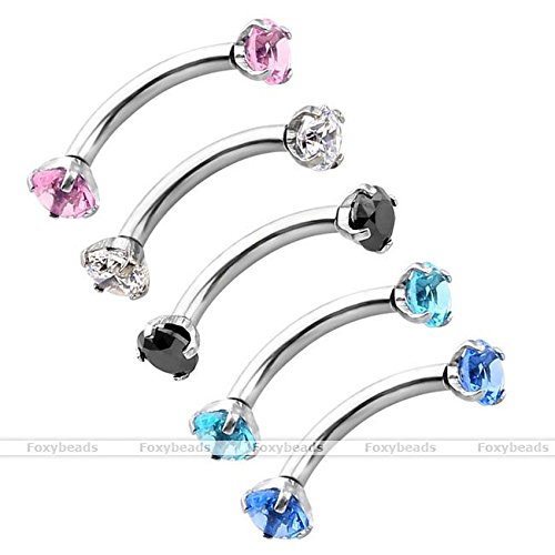 Horizontal Internal Dimond Piercing Snake Eyes Tongue Ring