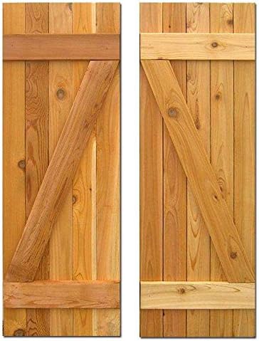 Design Craft MIllworks 15 in. x 60 in. Board-N-Batten Baton Z Shutters Pair Natural Cedar