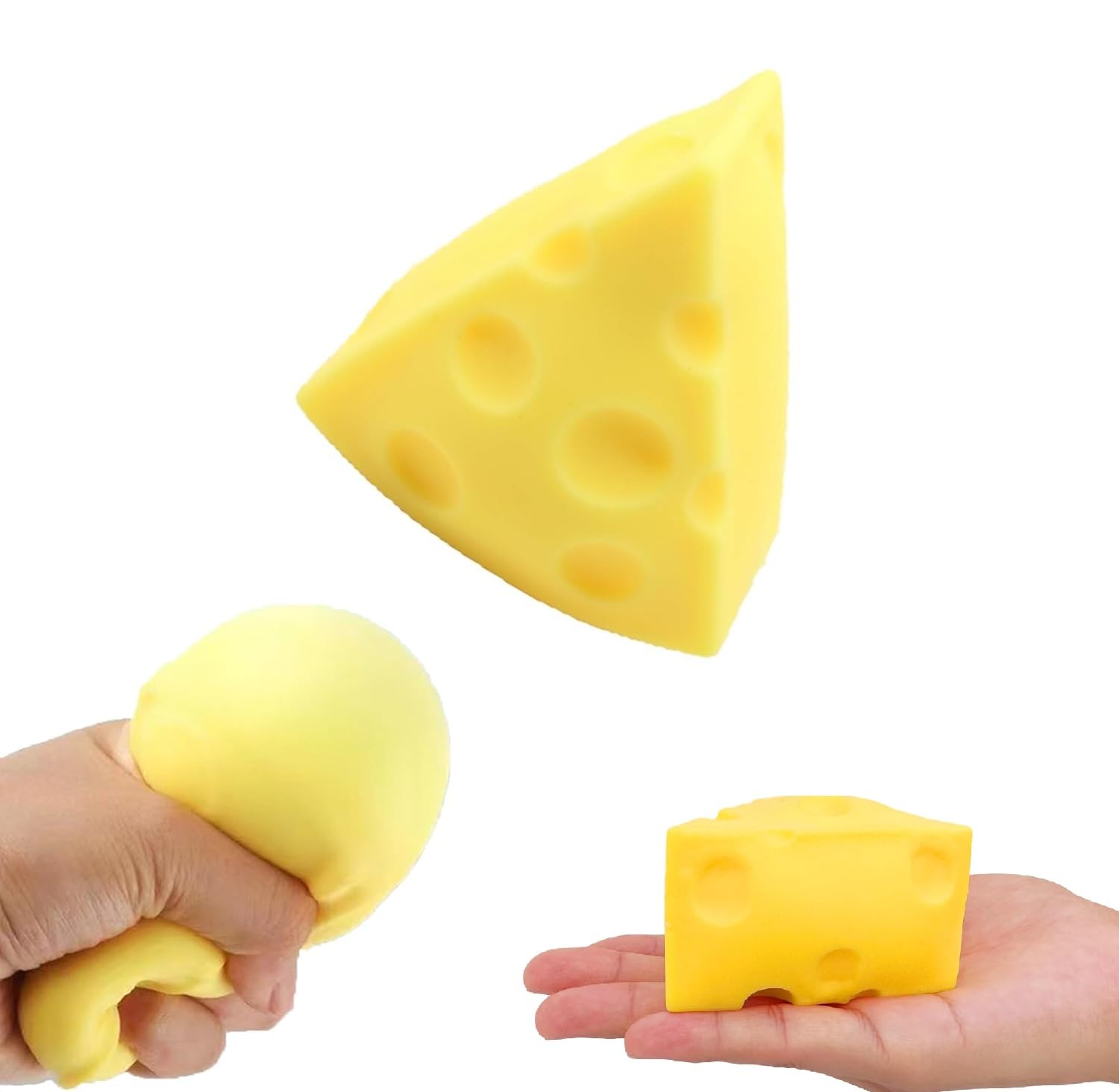 Yellow Cheese Squeeze Toy,Soft Novelty Toy, Rebounding Sensory,Help for Relax,Focus, Sensory Cheese for & Adults, Food Theme Cheese Cubes Squishy Toys,Stress Balls for Adults (Yellow-B)