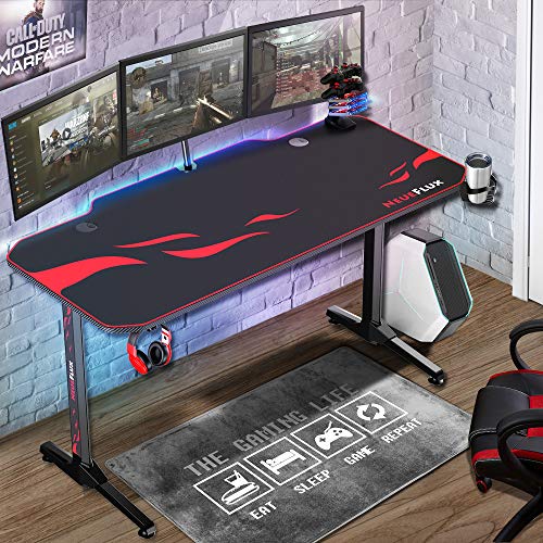 NeueFlux Gaming Desk 55 Inch Racing Style, T-Shaped Computer Desk with Full Desk Pad, Large Ergonomic Gaming Table Gamer… - Image 3